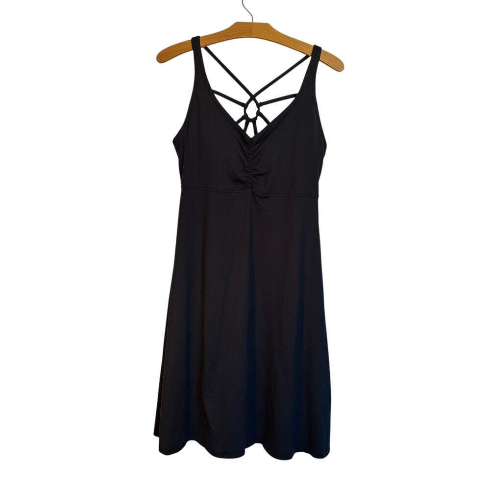 Prana Dreaming Dress Mini Black Active Athletic Cross Back Travel Casual Size XL